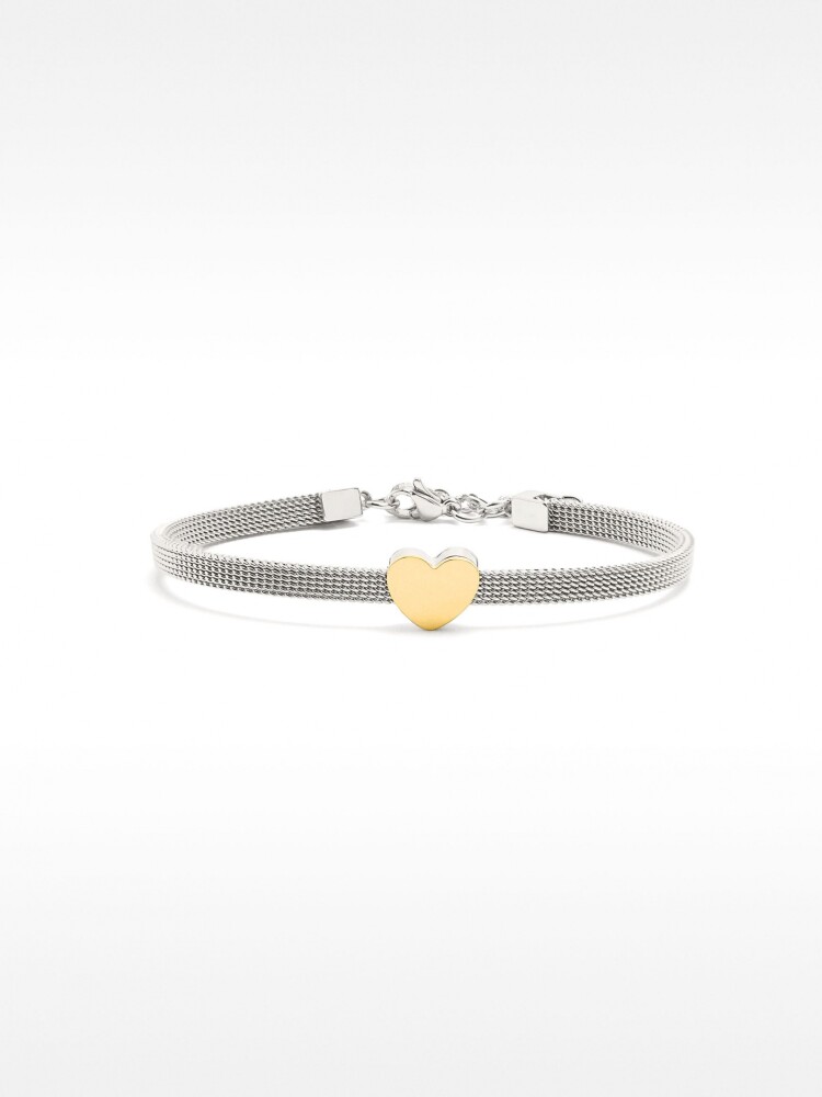 Pulsera De Acero Inoxidable Corazón bicolor