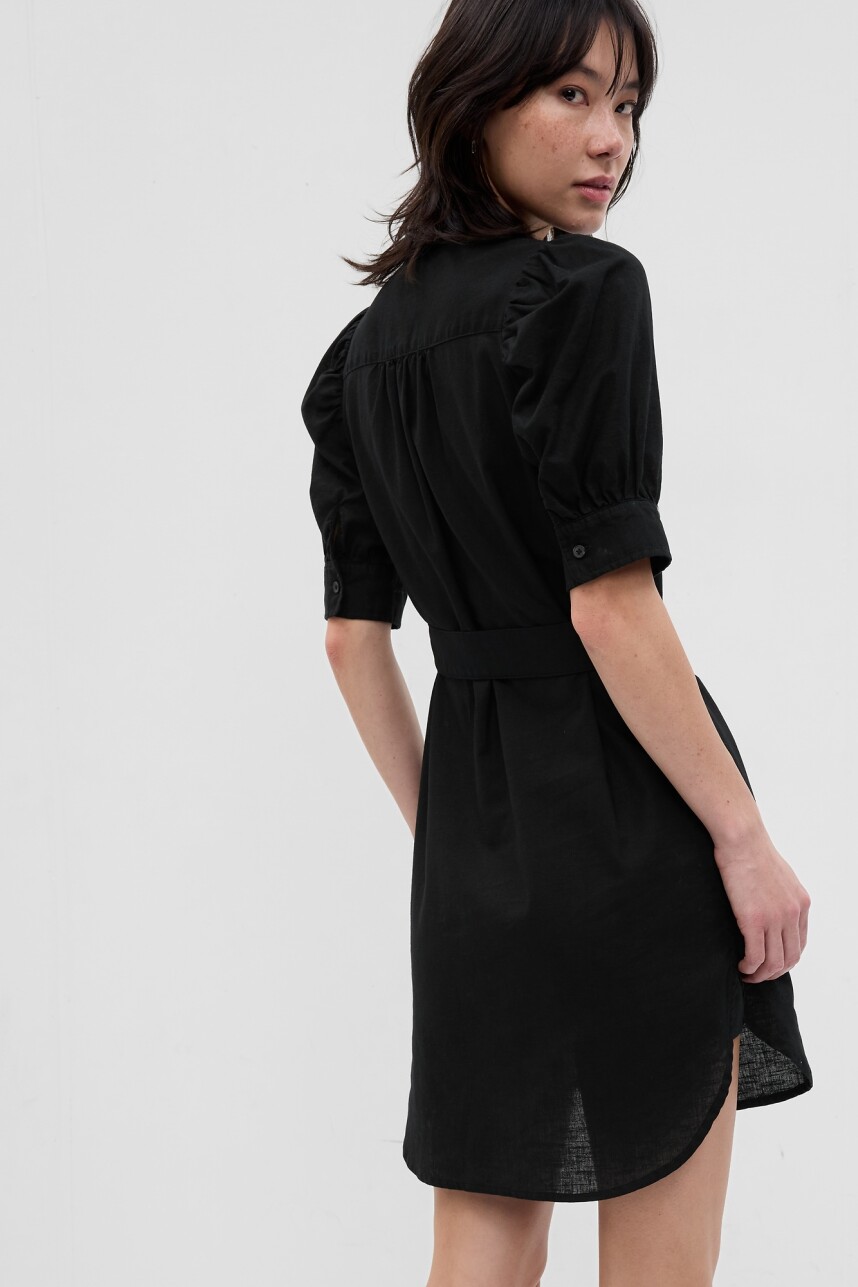 Vestido De Lino Mujer Black