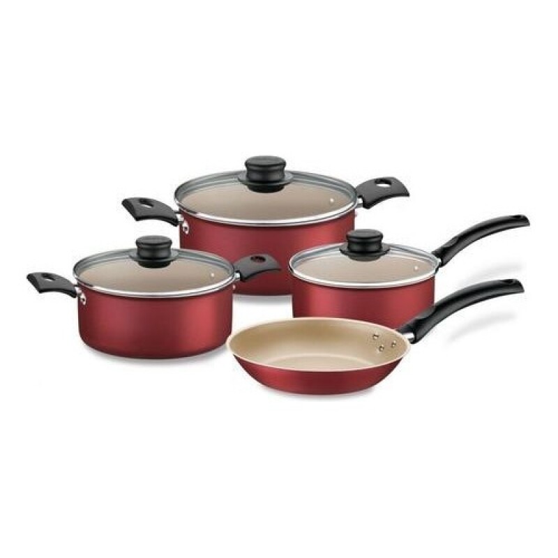 Juego de batería de cocina 7 piezas Starflon Línea París Tramontina Rojo