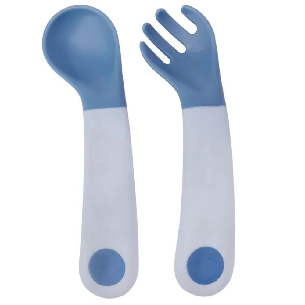 Set x2 cubiertos entrenamiento curvo pastel BUBA celeste