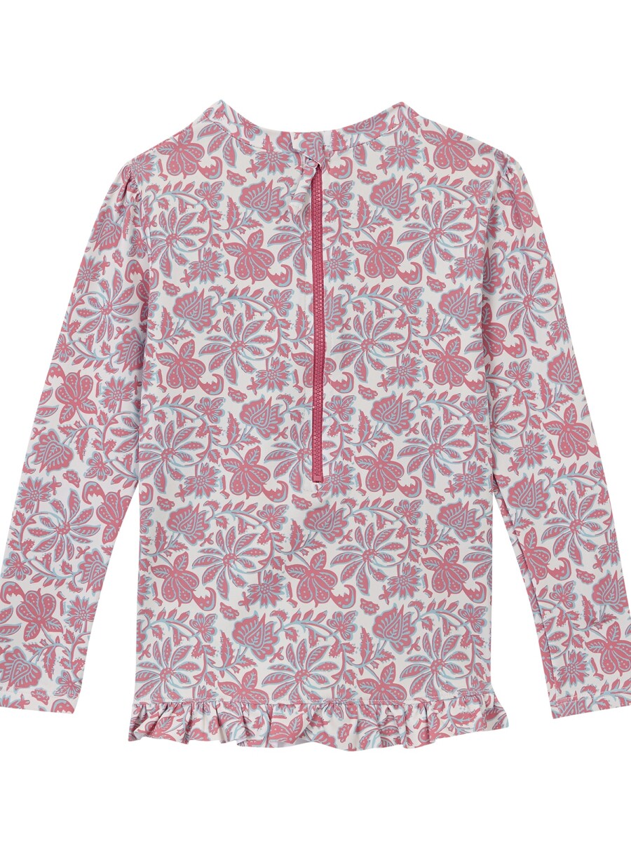Camiseta De Baño Estampado Flores Blanco