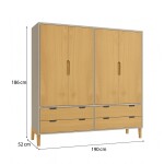 ROPERO - 4 PUERTAS LINEA WOOD GRIS