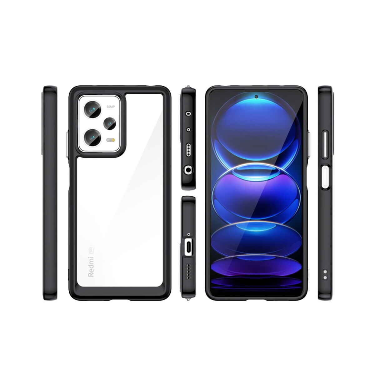 Case Transparente con Borde de Color Xiaomi Note 12 Pro 5G Black