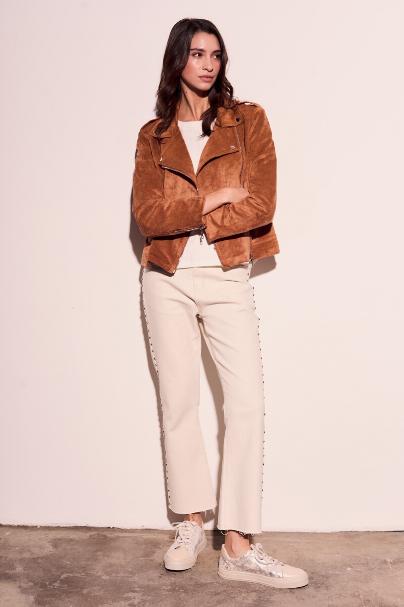 Campera Gamuza Cuero Vegano Camel