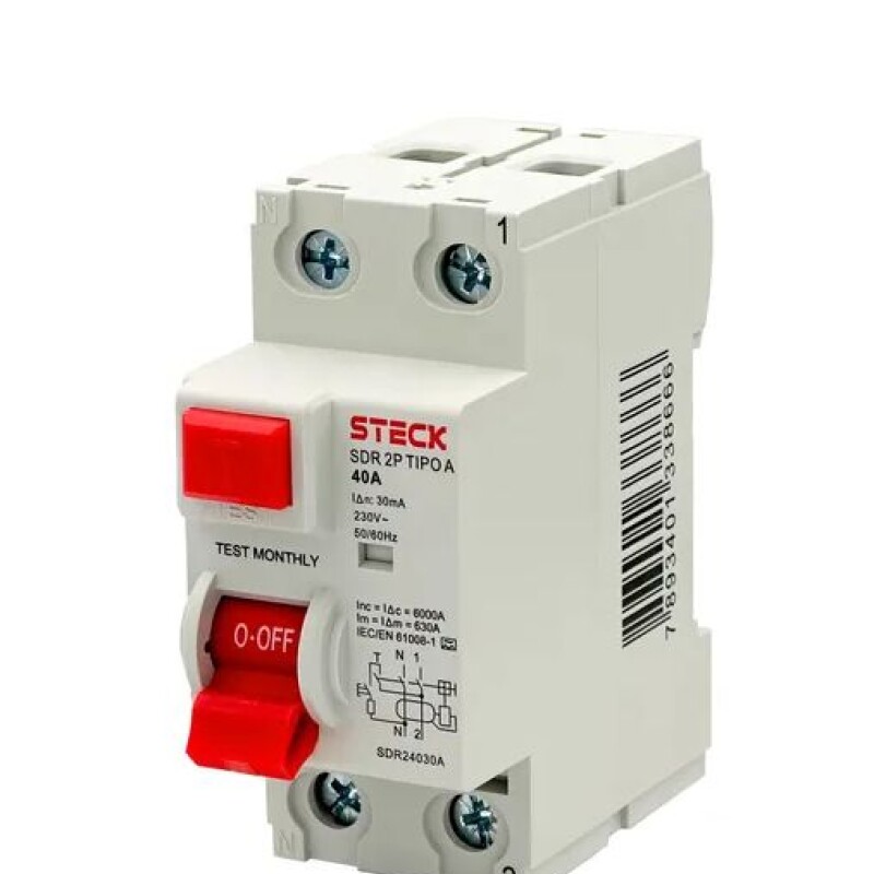 INTERRUPTOR DIFERENCIAL 2P 40A 30MA STECK INTERRUPTOR DIFERENCIAL 2P 40A 30MA STECK