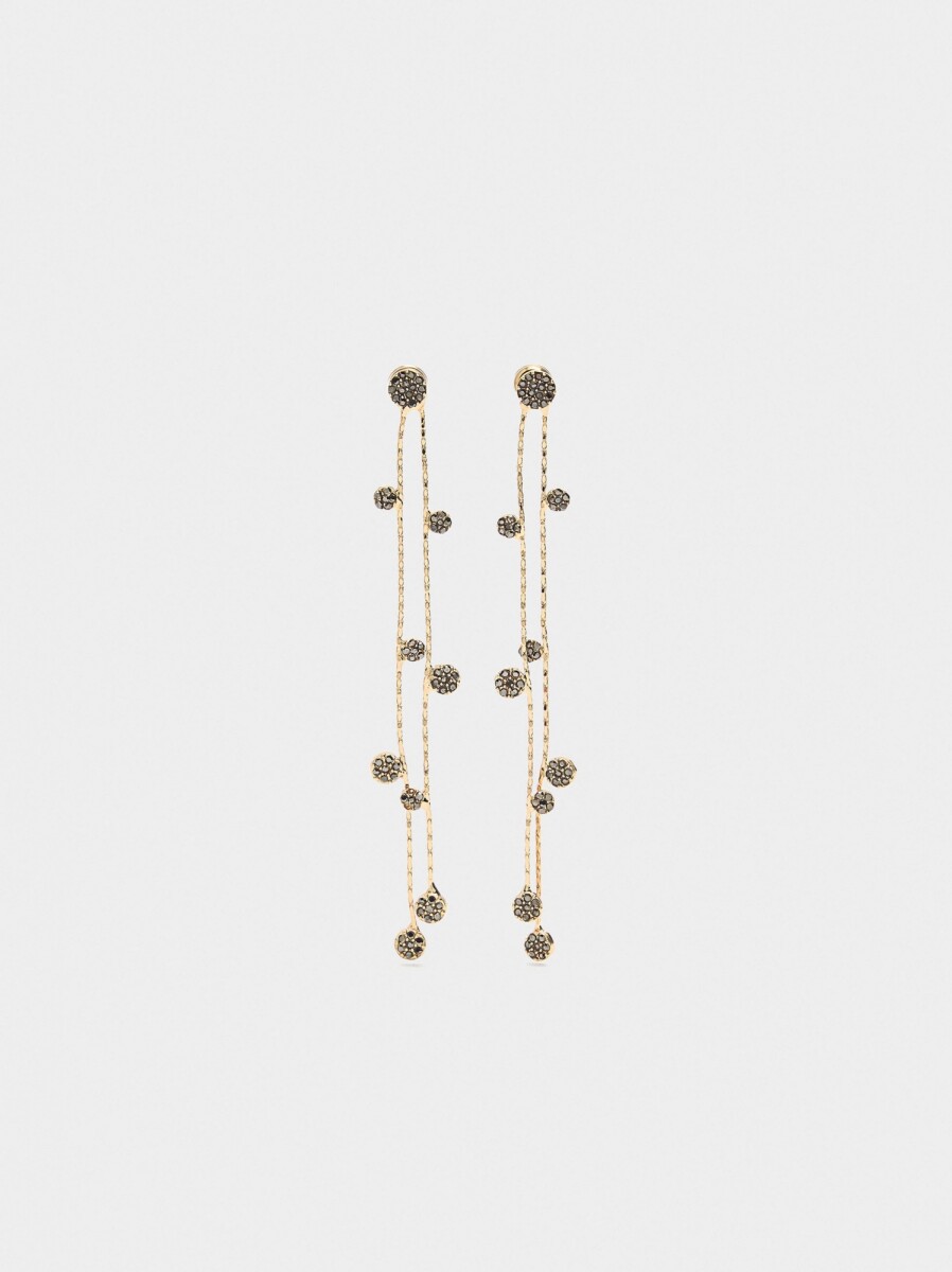 Pendientes Largos De Cristales - gris 