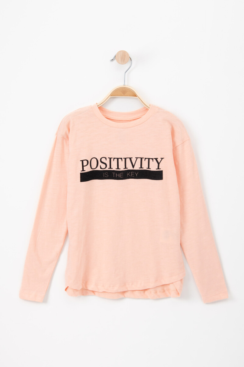 Remera manga larga estampada Positive rosa