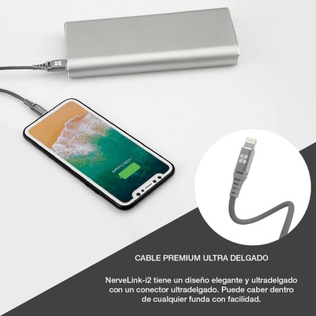 Cable p/Iphone Datos y Carga Rápida 2Mt Promate NerveLink-i2 Gris