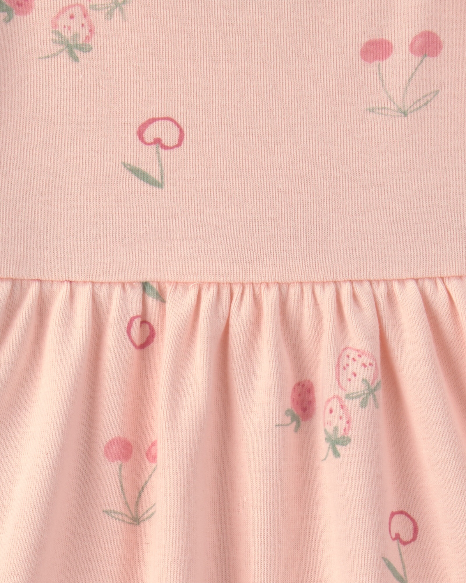 Pack dos vestidos de algodón, rosados, diseño frutillas Sin color