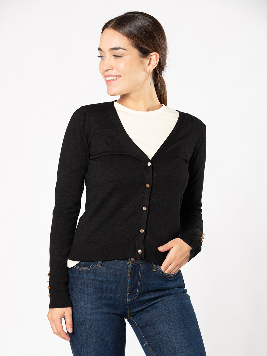 CARDIGAN TALMICA REV - Negro 