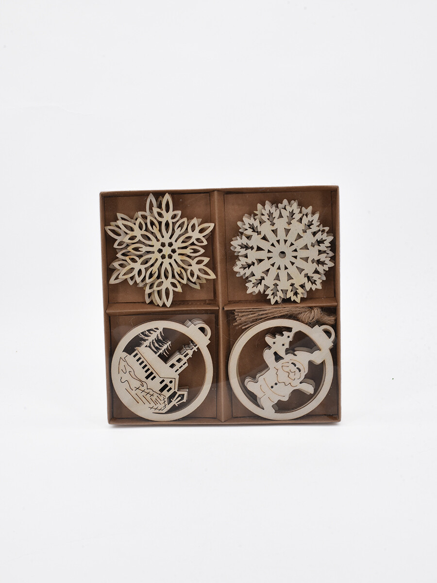 ADORNOS COLGANTE CALADO SET X 16 - BEIGE 