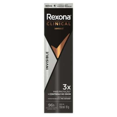 Desodorante Aerosol Rexona Clinical Men Invisible 150 Ml. Desodorante Aerosol Rexona Clinical Men Invisible 150 Ml.