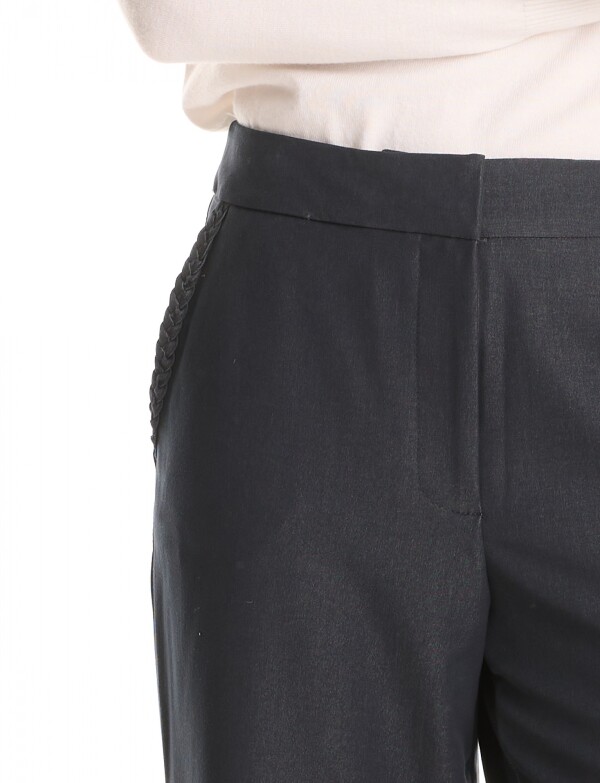 Pantalon Wide Leg Detalle Trenzado AZUL