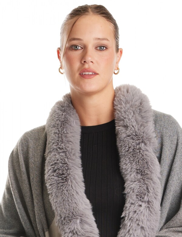 Ruana Faux Fur GRIS/MULTI