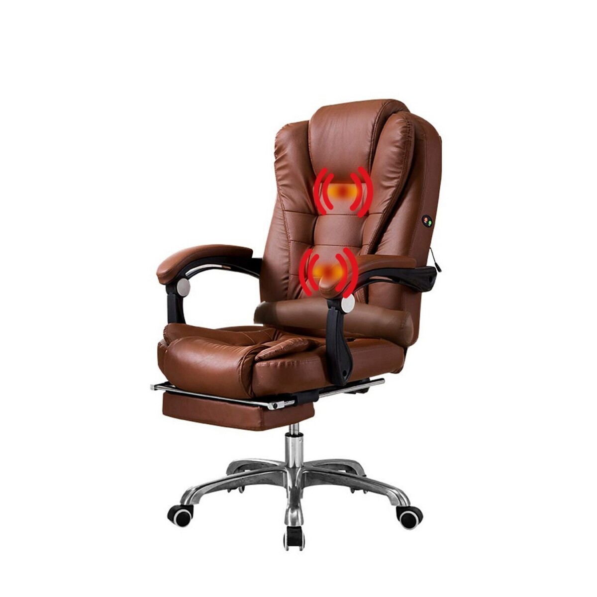 Silla Ejecutiva en cuero Lumax Modelo Miles con Apoyapies y 2 Puntos de Masaje - Marrón 