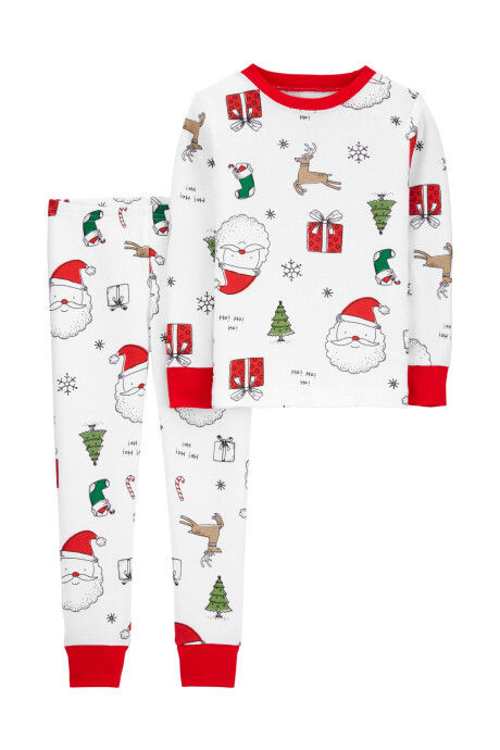Pijama Dos Piezas Remera Manga Larga y Pantalón Papá Noel Algodón 0