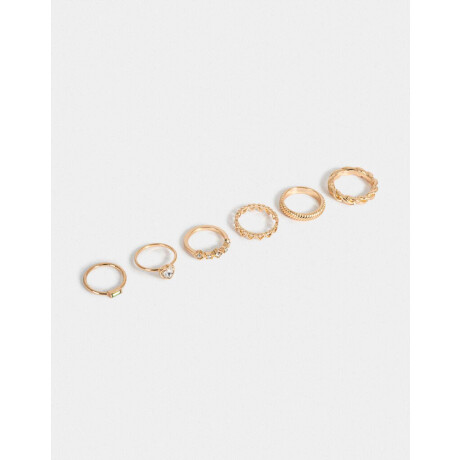 Set De Anillos De Metal Dorado