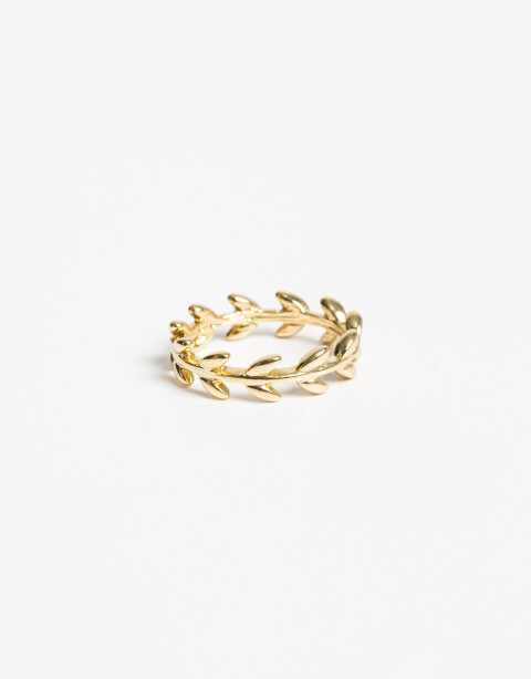 Anillos Chicos Metal Anillo Botánico Bañado En Oro - Dorado