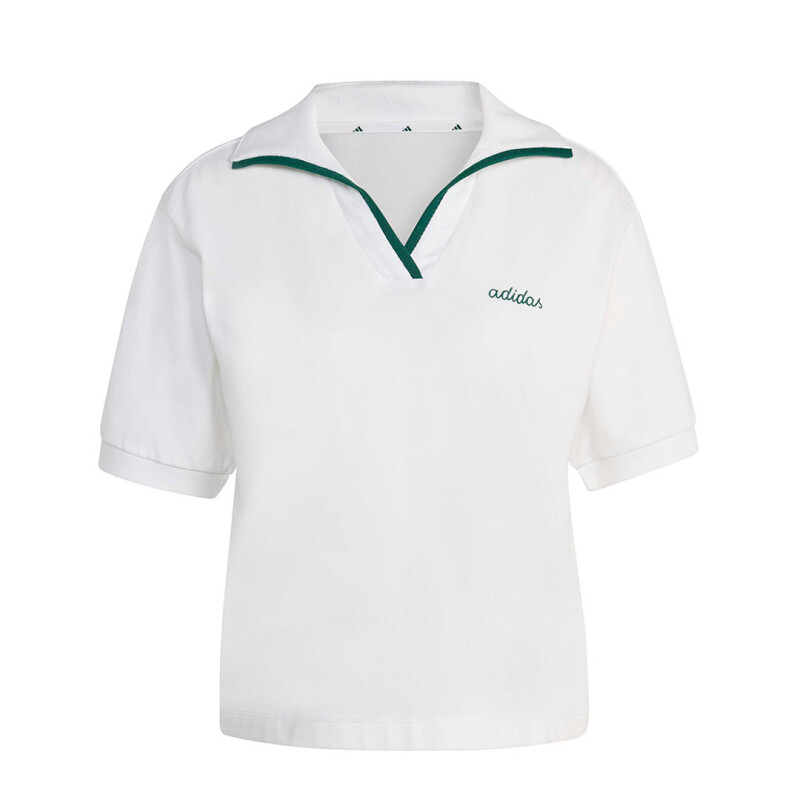 Remera de Mujer Adidas Polo Bordado Essentials Blanco - Verde