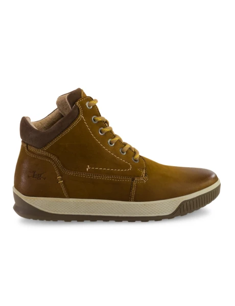 BOTA DE CUERO CON CORDONES Tostado