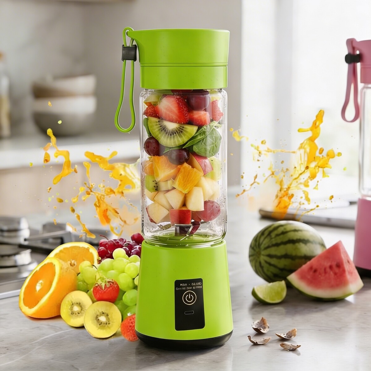 Licuadora Portatil Mini Recargable Usb Batidora Jugos Frutas IMBACK Verde 