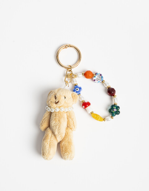 Llavero Cozy Bag Charm Oso Con Beads - Combinacion Multicolor