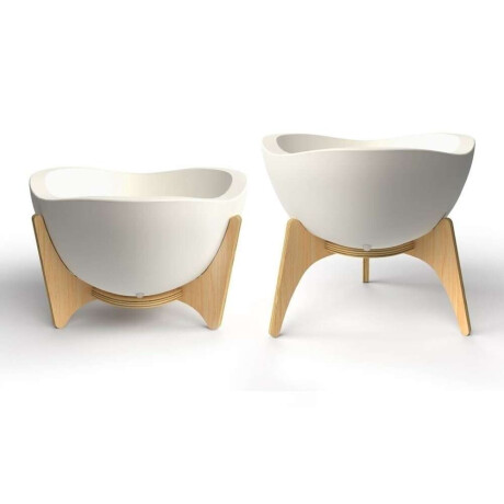 Maceta C/Base Madera 38X20Cm Tryas Blanco