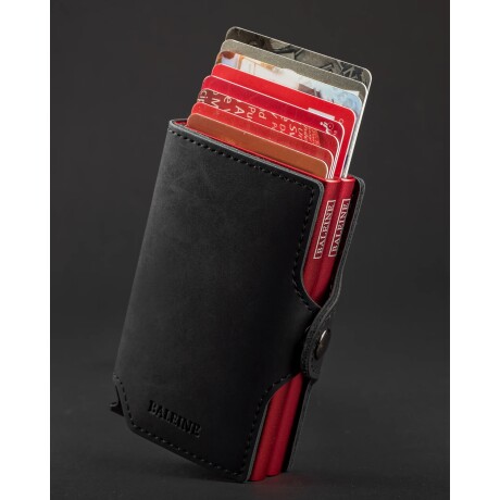 Billetera Baleine Double Kansas en Aluminio y Cuero con Protección RFID Dark Red