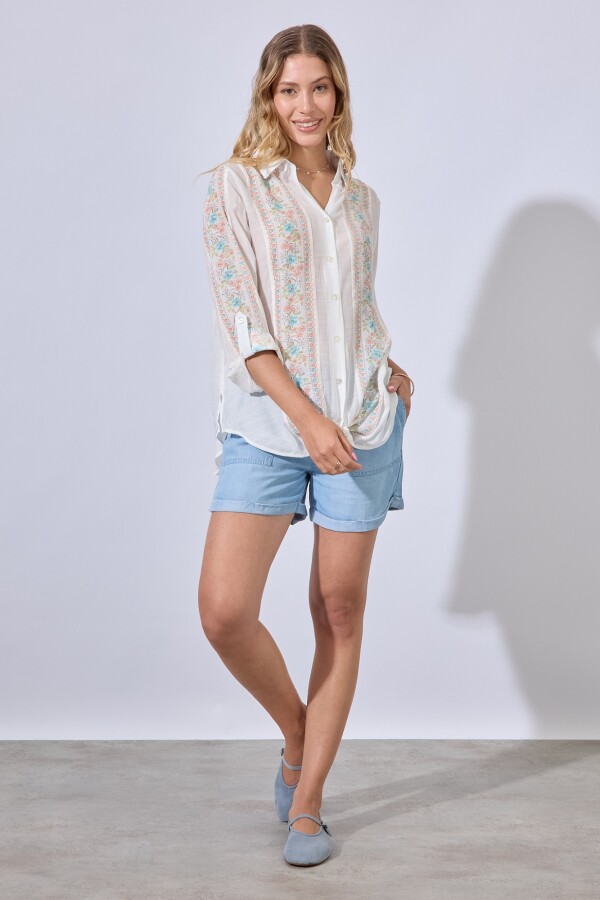 Camisa Flowers MULTI/BLANCO