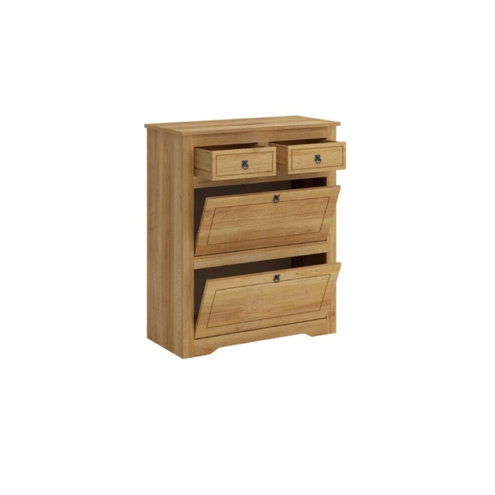 Comoda Zapatera Madera Maciza Linea Mexicana Natural
