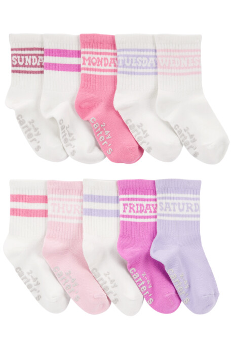 Pack diez pares de medias de algodón, diseño días de la semana Sin color