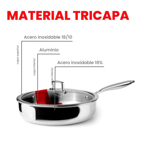 Sartén con Tapa Tres Capas 24 cm Sartén con Tapa Tres Capas 24 cm