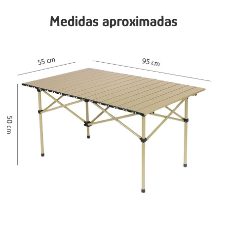 Mesa Grande Camping Aluminio Plegable Compacta Con Bolso Beige