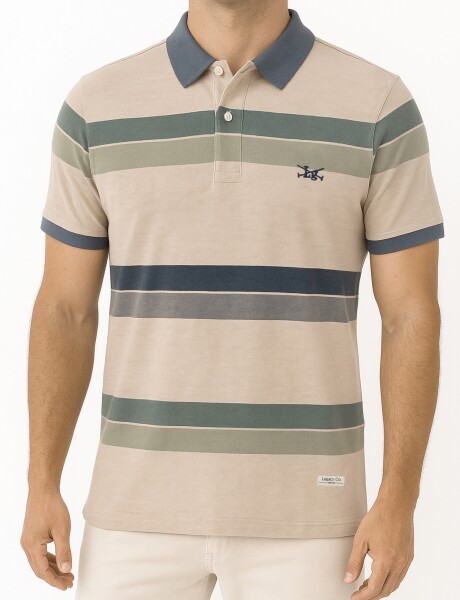 REMERA POLO RAYADA Beige