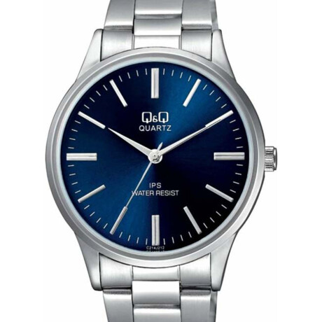 Reloj Q&Q Original Metal Plateado Para Hombre Análogo Plateado-Azul