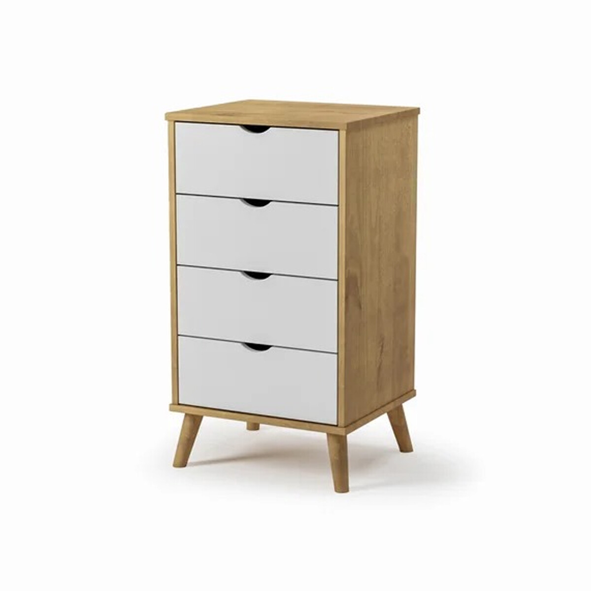 Cómoda en madera maciza con patas - 4 cajones - BLANCO 