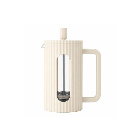 Cafetera prensa manual con embolo facetada - 600ml Blanco