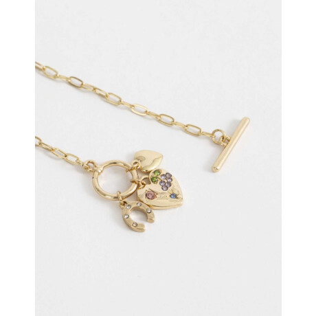 Pulsera Flexible Dijes Bañada En Oro Combinacion Multicolor