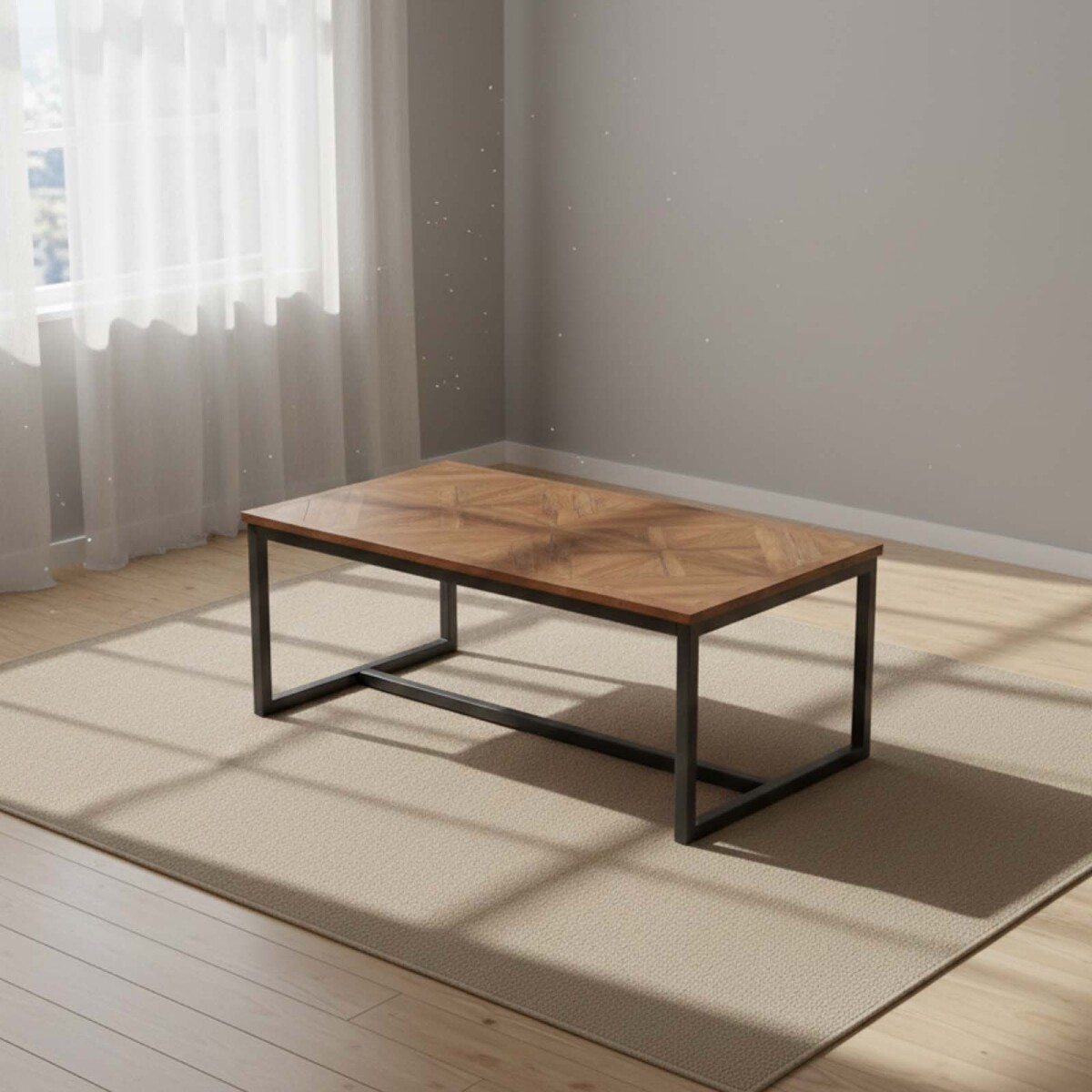 MESA DE COMEDOR - MADERA-Y-METAL NATURAL-BEIGE DOMINIQUE 