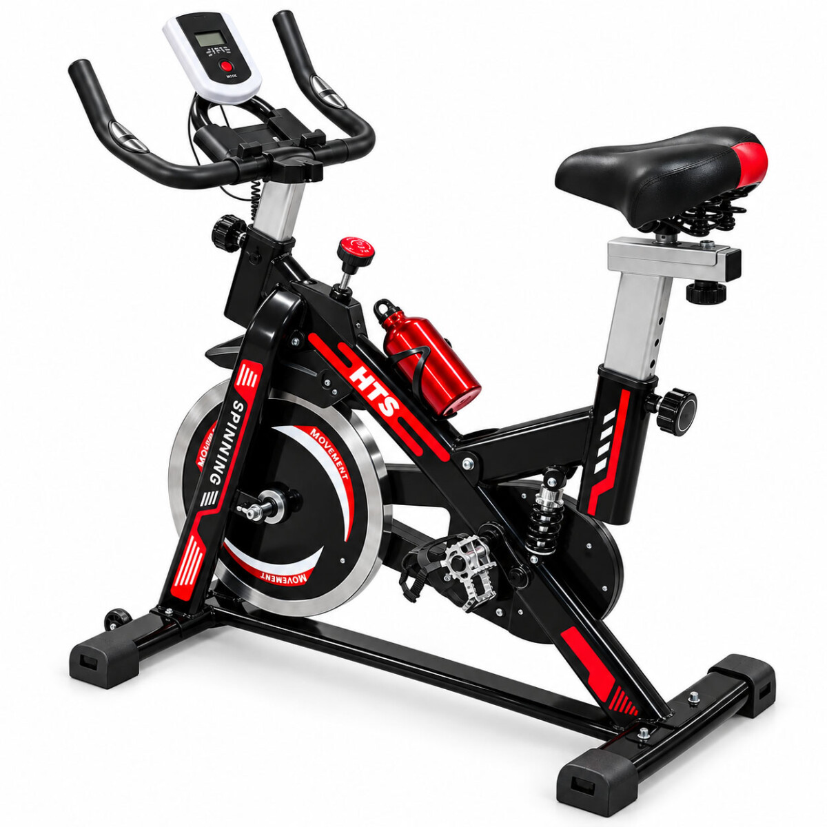 Bicicleta Spinning Professional Regulable Disco 18kg - Negro/rojo 