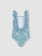 Bañador Estampado Flores Azul Claro