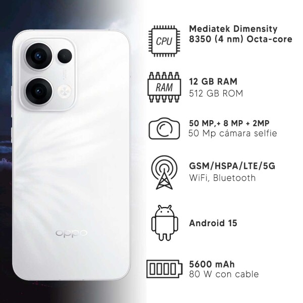 Oppo Reno13 12gb Ram 512gb 5g CEL OPPO RENO 13 12/512 BLANCO