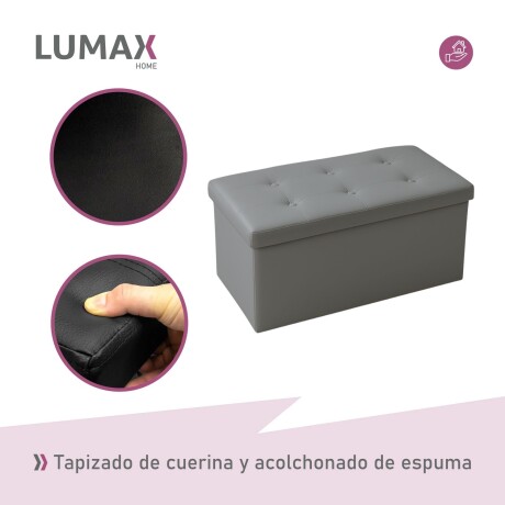 Puff Baúl Lumax Plegable 75x38 cm Organizador Living Dormitorio Gris Oscuro