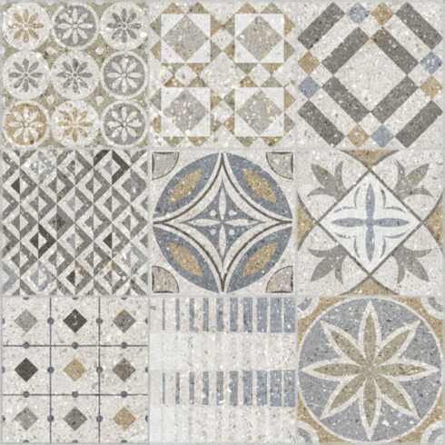 Porcelanato Patchwork Rustico Mate 60X60Cm Piso GAMAS DE BEIGE