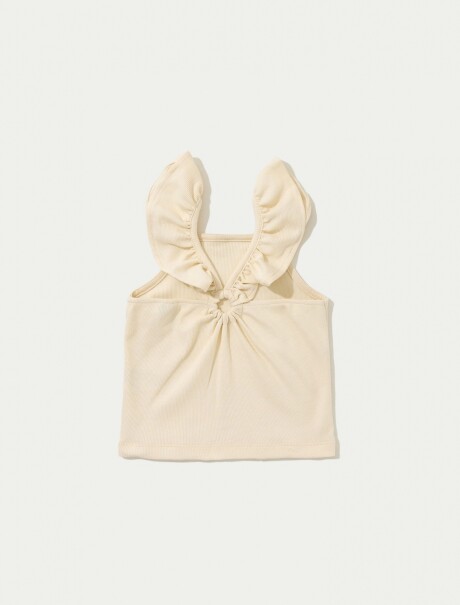 BLUSA INFANTIL MANGA CORTA CON VOLADOS BEIGE