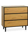 Cómoda ODENSE 3 cajones color roble/negro Cómoda ODENSE 3 cajones color roble/negro