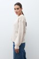 Sweater apliques florales beige melange