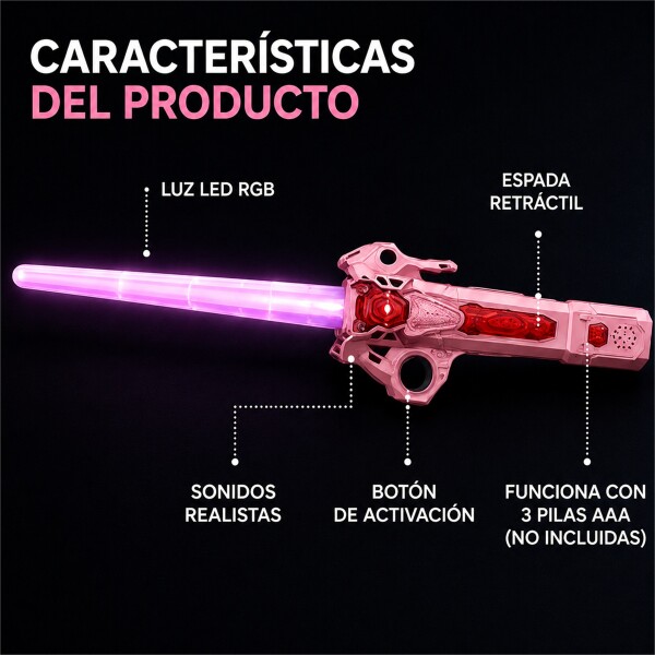 Espada Sable Retráctil con Luz RGB y Sonido Rojo 1