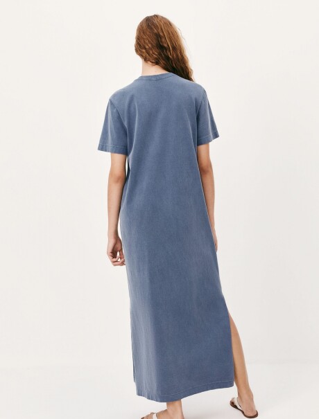 VESTIDO LARGO MANGA CORTA AZUL