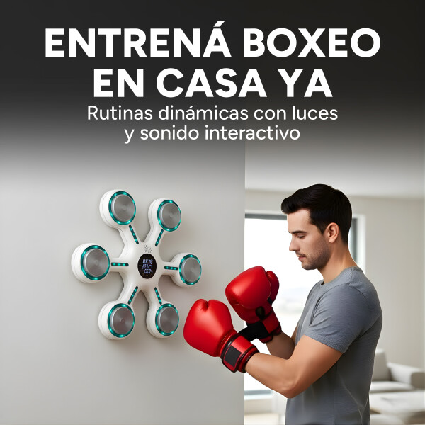 Máquina De Boxeo Bluetooth Música Luces + Guantes Entrena Color Blanco